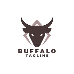 a silhouette of buffalo head. animal logo vector.