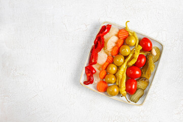 Homemade delicious and organic mixed pickles.