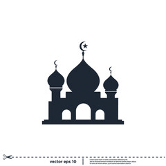 mosque islamic icon vector illustration simple design element