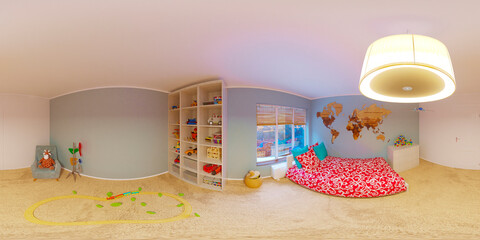 3d rendering teen bedroom panorama 360