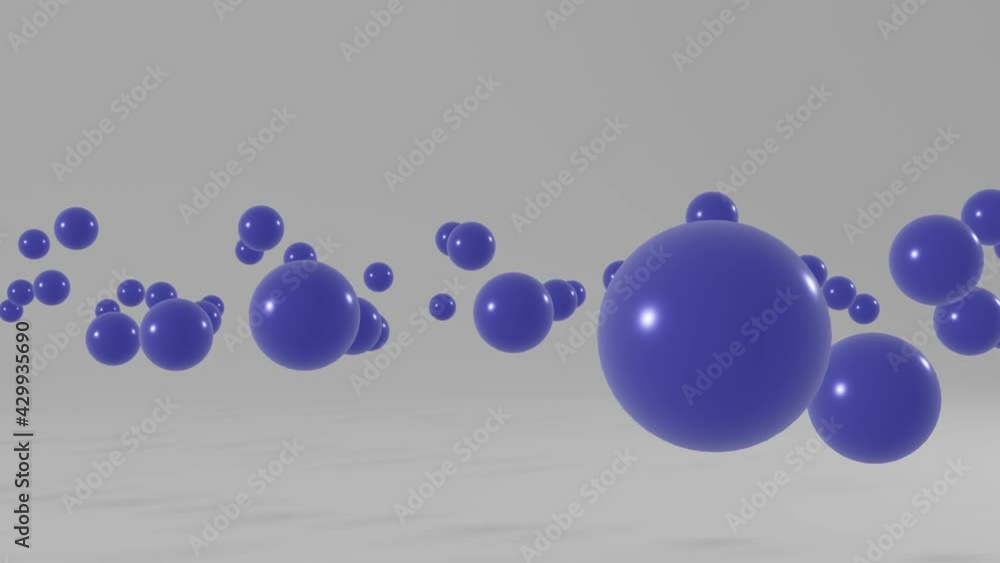 Poster violet balls floating over white background. minimal motion graphic seamless loop animation