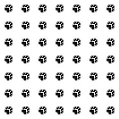 seamless pattern footprints of dog. Black animal tracks. Vector texture for textiles and wallpaper.