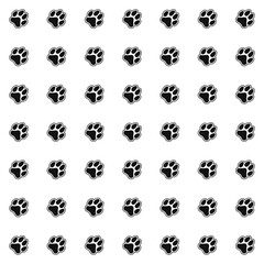 seamless pattern footprints of dog. Black animal tracks. Vector texture for textiles and wallpaper.