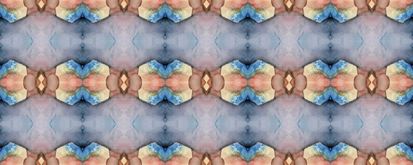 Mosaic Motif.  Gold Decor. Seamless Tiled Stains.