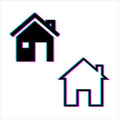 Home Glitch Icon, House, Residence, Villa, Realty Icon