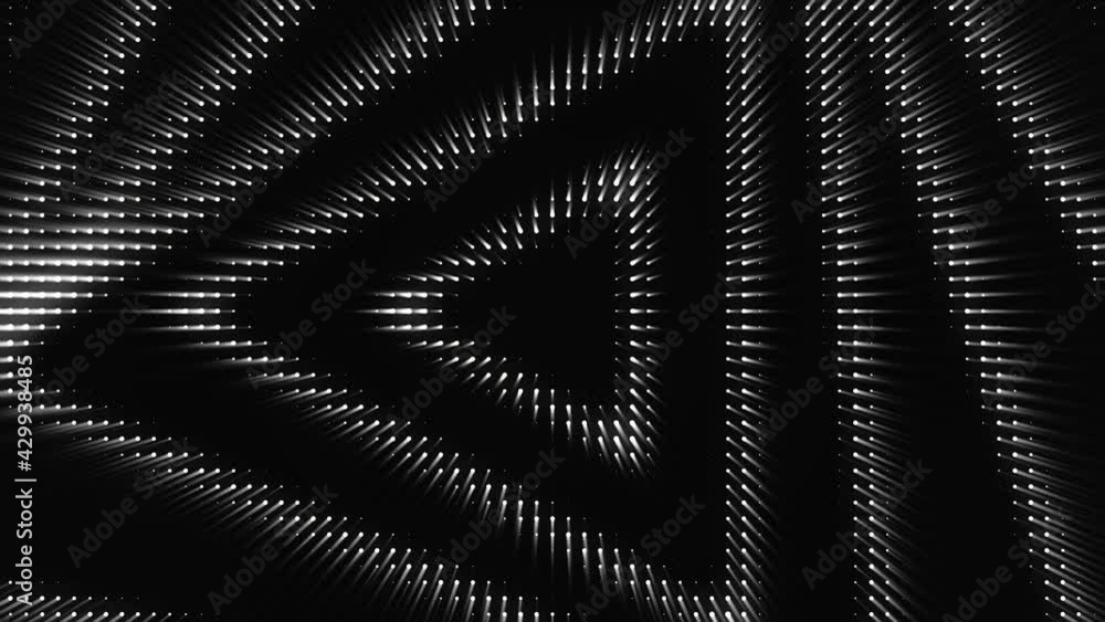 Poster optical illusion of black and white triangles getting bigger, seamless loop. animation. monochrome t