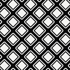 White rhombuses pattern. Vector monochrome diagonal rhombuses on black background.