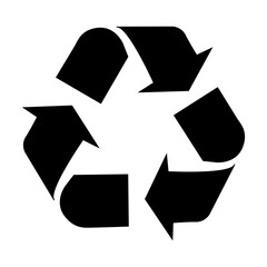 Vector illustration of recycling symbol isolated on white background. Mandatory recycling symbol. Eco, environment concept. Black recycle icon.