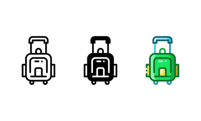 Luggage icon. With outline, glyph, and filled outline styles