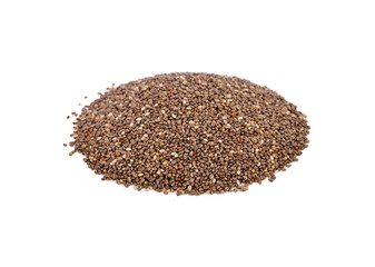 Chia seeds isolated with white background.