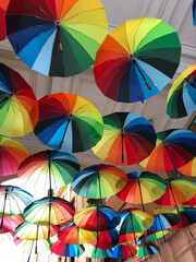 Fototapeta na wymiar Cloud of umbrellas at Bucharest