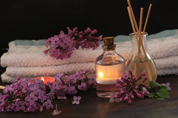 Obraz na płótnie Canvas Spa and aromatherapy oils for wellness, face and bodycare massage oils treatment