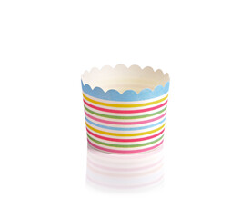 Colorful cupcake paper cups on white background