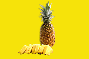 pineapple on yellow background