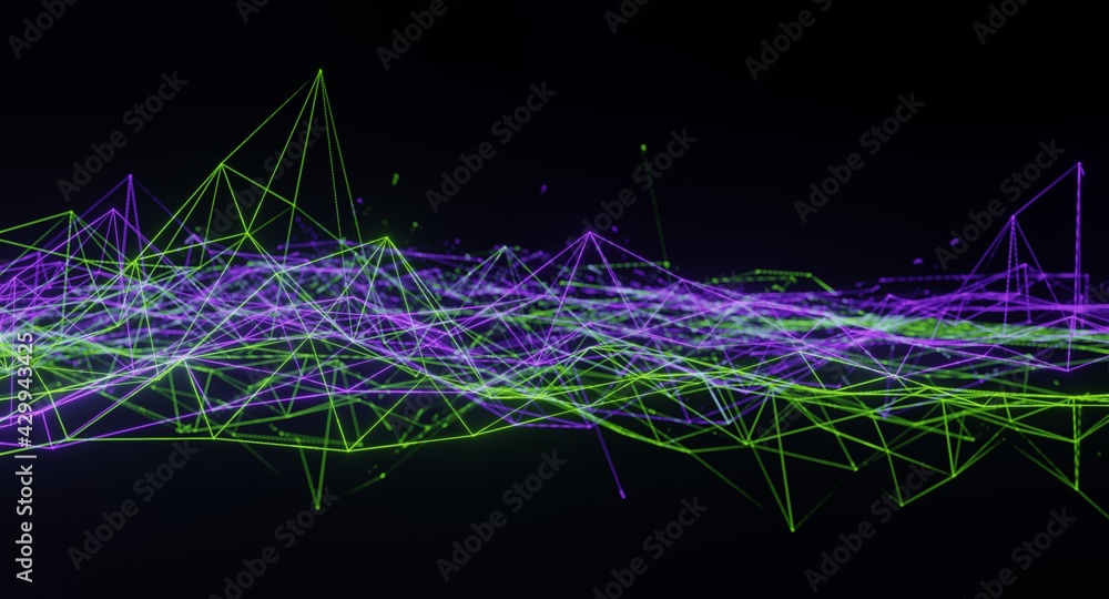 Poster 3d rendering of abstract wallpaper with geometric shapes.