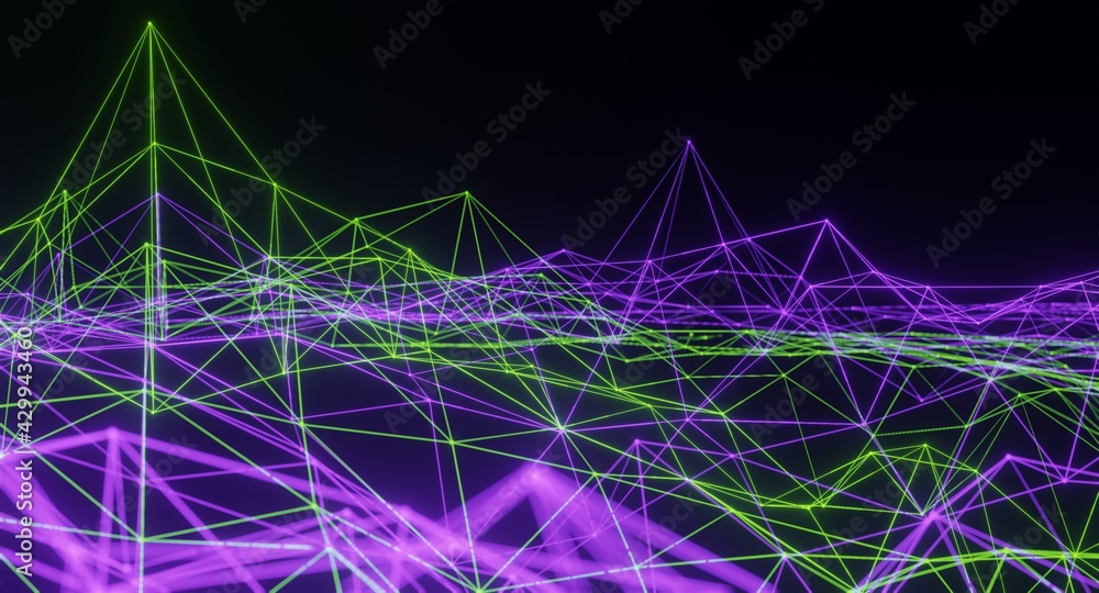 Poster 3d rendering of abstract wallpaper with geometric shapes.