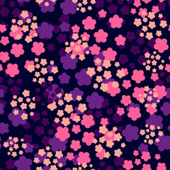 Fototapeta na wymiar Cute ditsy seamless pattern in purple