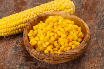 Young corn seeds in the bowl