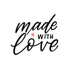 Made with love hand drawn lettering slogan for hand made, baby clothes. - 429944699