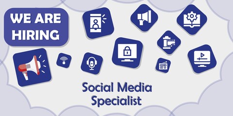 we are hiring social media specialist vector illustration