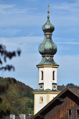 Kirchturm von Sankt Gilgen am Wolfgangsee (Salzkammergut, Salzburg), Österreich, Europa - Church...