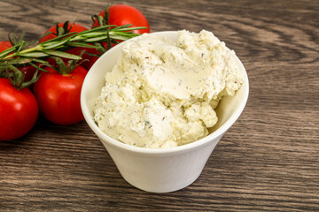 Soft cream cheese with herbs