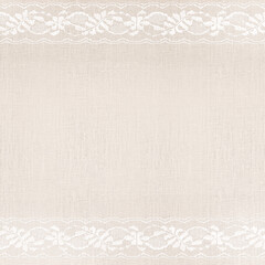 White Lace on Off-White Linen Texture