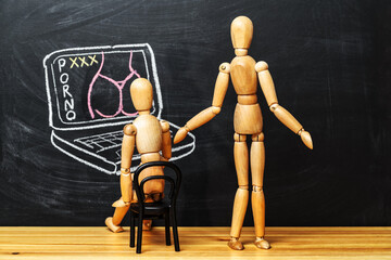 adult internet concept. Young man browses porn on the internet