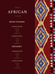 Obraz premium Ethnic afican rsvp invitation greeting template Horizontal stripes colorful print for your paper card