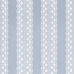 White Lace on Pastel Blue Linen Texture
