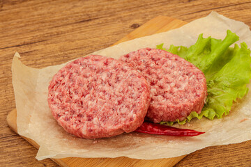 Raw beef cutlet for burger