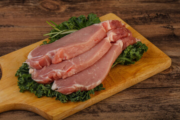 Raw pork steak for cooking