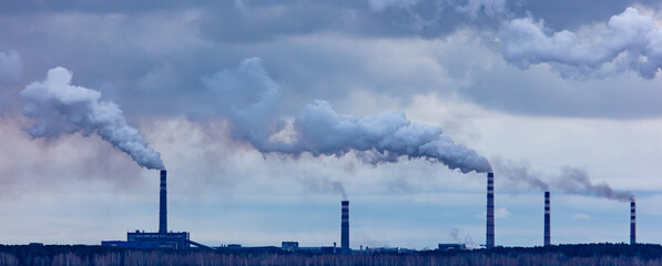 Smoke from the chimneys at the factory