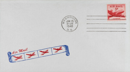 luftpost airmail air mail briefumschlag envelope vintage retro alt old briefmarke stamp gestempelt...