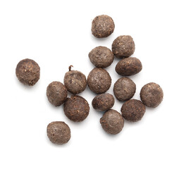 Rabbit excrement isolated over white