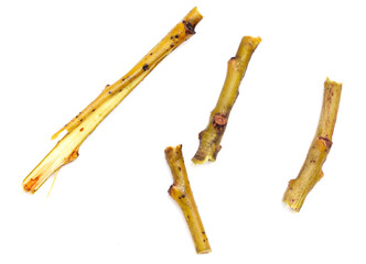 Wooden twigs isolated on a white