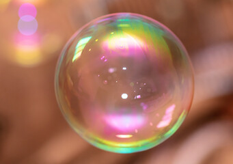 Soap bubble flies in the house.