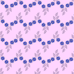 Vector seamless pattern with floral, repeating element. Pattern with a blue flower on a pink background. Use in textiles, clothing, wallpaper, design, baby backgrounds, wrapping paper.
