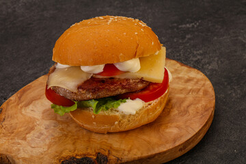Delicous burger with tuna fish