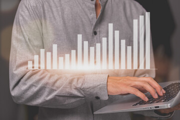 show hologram stock  Business growth, progress or success concept
