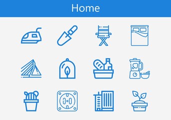 Premium set of home line icons. Simple home icon pack. Stroke vector illustration on a white background. Modern outline style icons collection of Office building, Bed