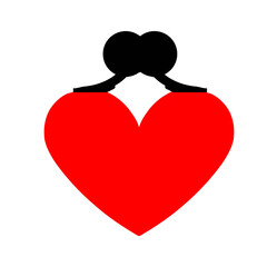 Purse in the shape of a heart concept of love original illustration