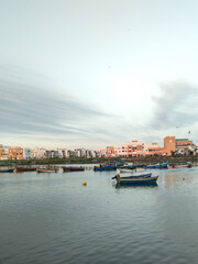 Fototapeta na wymiar sunse in a harbor rabat morocco