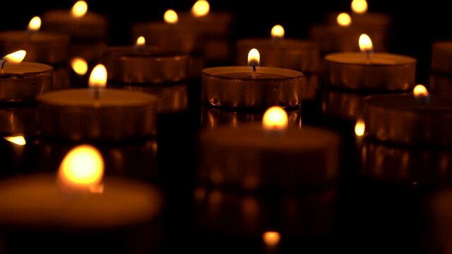 Mourning candles close up