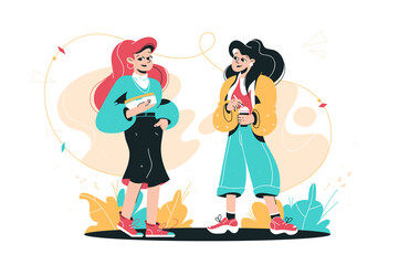  Confident people flat vector. Presentation woman, college student