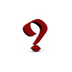 A red question mark, a 3d image