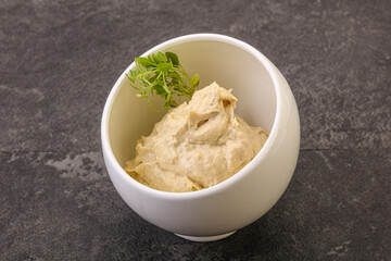 Vegan food - hummus with olive oil