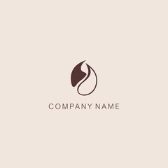 A symbol or logo of a simple, minimalistic, stylized flower bud or blob shape, consisting of two elements. Made with a thin line and spot.