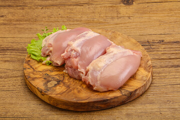 Raw chicken boneless and skinless leg