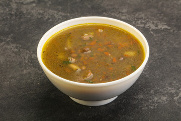 Lentil soup with chicken and vegetables